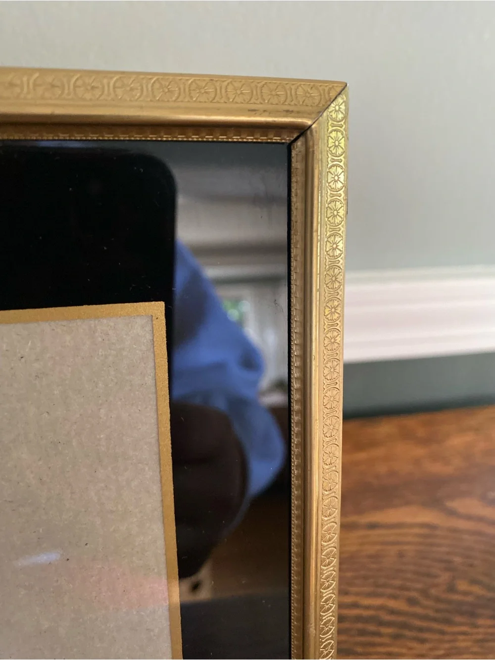 Vintage Art Deco Double Picture Frame Gold Black 4x6 Photo Openings